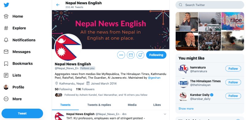 My side project Nepal News English has 11K followers on twitter My side project Nepal News English has 11K followers on twitter
