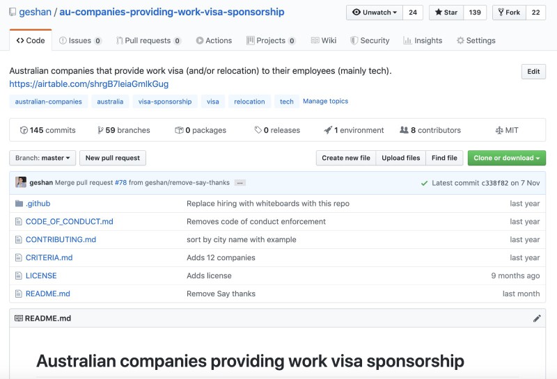 AU companies providing work visa sponsorship open source GitHub repo AU companies providing work visa sponsorship open source GitHub repo
