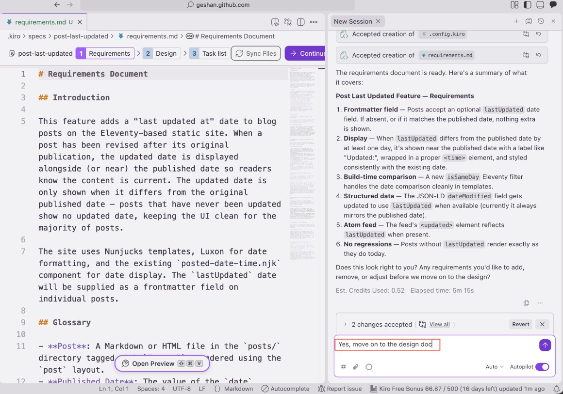 AWS Kiro writing the design doc AWS Kiro writing the design doc