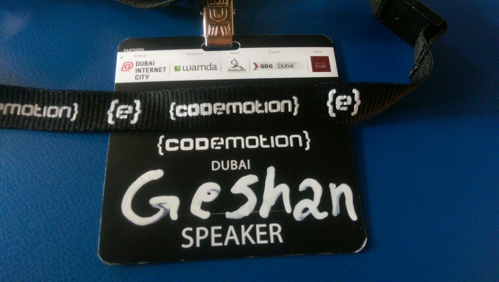 Speaker at Codemotion Dubai 2016 Speaker at Codemotion Dubai 2016