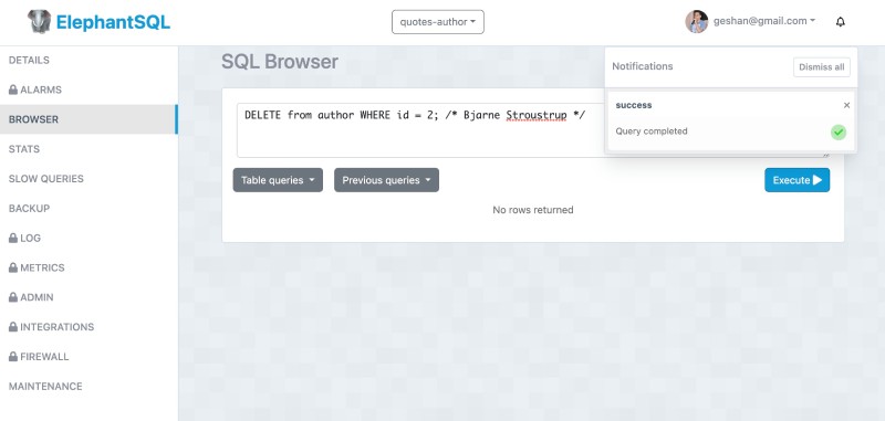 Delete author with id 2 Delete author with id 2