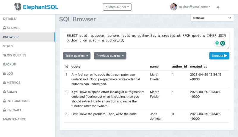 After ON DELETE CASCADE related quotes of the author id 2 is deleted too After ON DELETE CASCADE related quotes of the author id 2 is deleted too