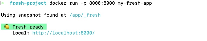 Docker run result for Deno app (Fresh) Docker run result for Deno app (Fresh)