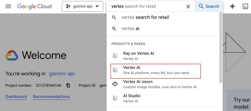Search vertex on GCP console Search vertex on GCP console