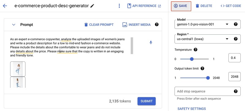 Save button for the prompt Save button for the prompt