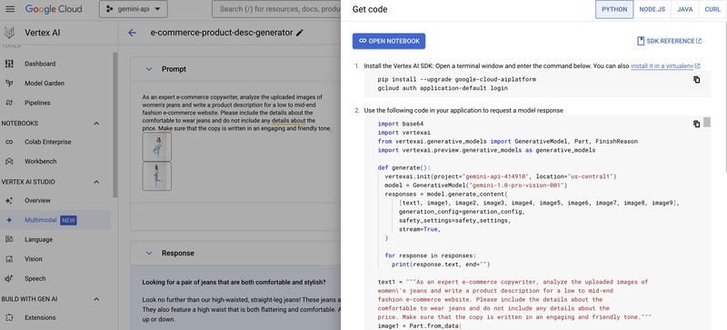 Get code for your Gemini experiment Get code for your Gemini experiment