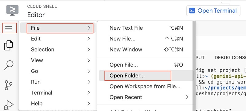 Load project to Cloud shell editor Load project to Cloud shell editor