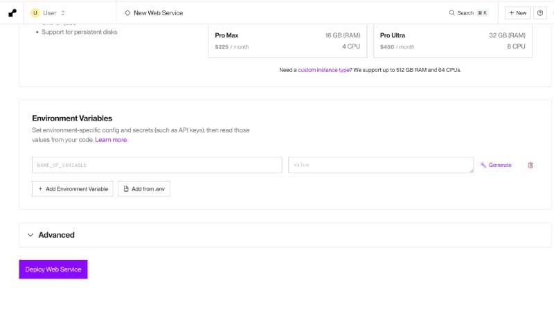 Configure build and start command for Render web service Configure build and start command for Render web service