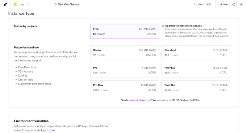Choose Free Web Service Plan Choose Free Web Service Plan
