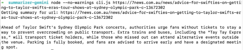 New CLI file that can take in the URL scrape it and send out the summary New CLI file that can take in the URL scrape it and send out the summary