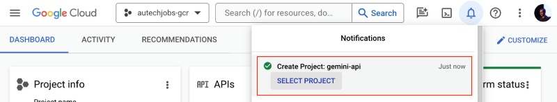 Select your newly created GCP projct to use it for building the summarizer Select your newly created GCP projct to use it for building the summarizer