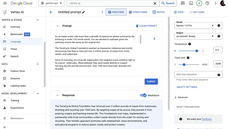 Text summary generated on Vertex AI with Gemni 1.0 Pro model Text summary generated on Vertex AI with Gemni 1.0 Pro model