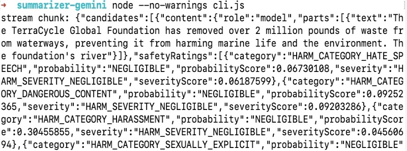 Streamed output of the sample code copied from the Vertex AI Studio interface Streamed output of the sample code copied from the Vertex AI Studio interface