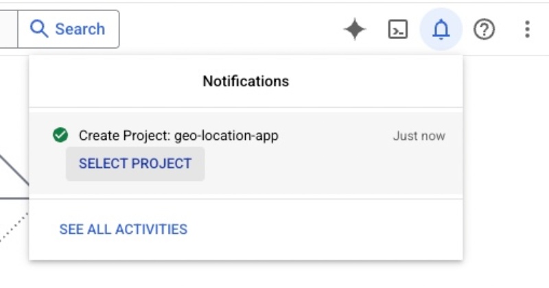 New GCP project created to deploy the Geo location app on Google Cloud Run