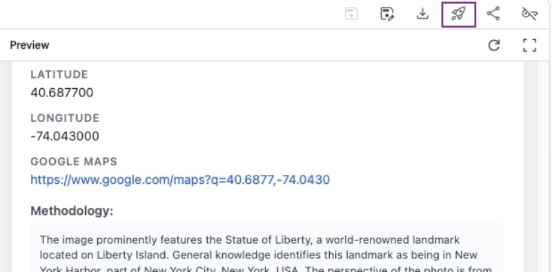 Click deploy icon on top of the Preview section in Google AI Studio Build page