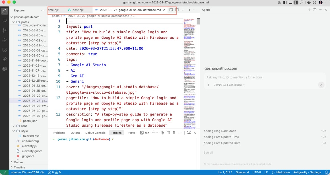 Open Geshan blog files on Google Antigravity 2.0 IDE Open Geshan blog files on Google Antigravity 2.0 IDE