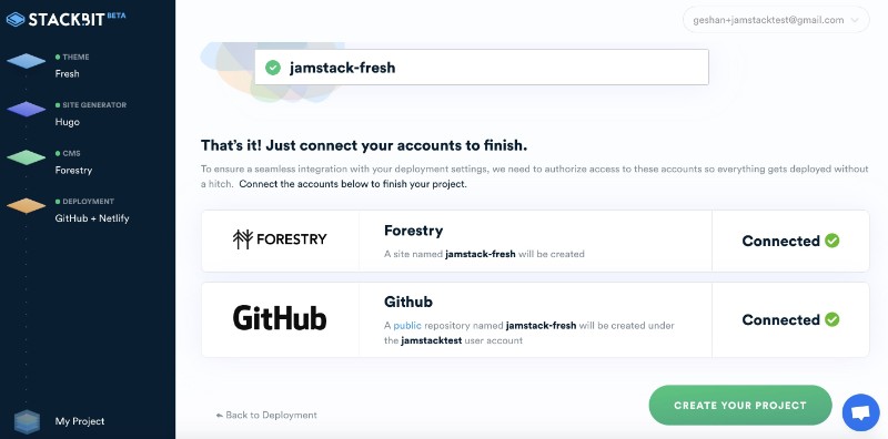 Both Github and Forestry are connected with Stackbit now Both Github and Forestry are connected with Stackbit now