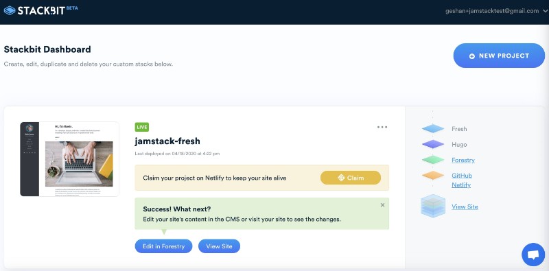Your website is deployed Website deployed on Netlify with Stackbit
