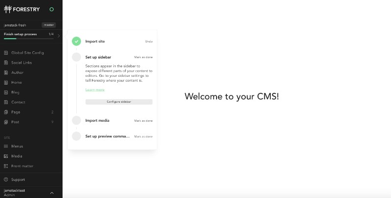Click on Home to left sidebar to start editing home page contents Click on Home to left sidebar to start editing home page contents of your JAMStack website following this JAMstack tutorial