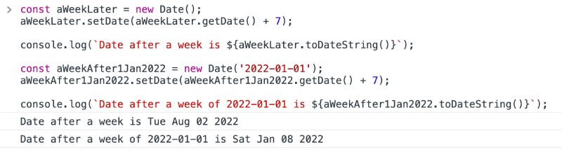 Running code to add days to date with JavaScript in Chrome console Running code to add days to date with JavaScript in Chrome console