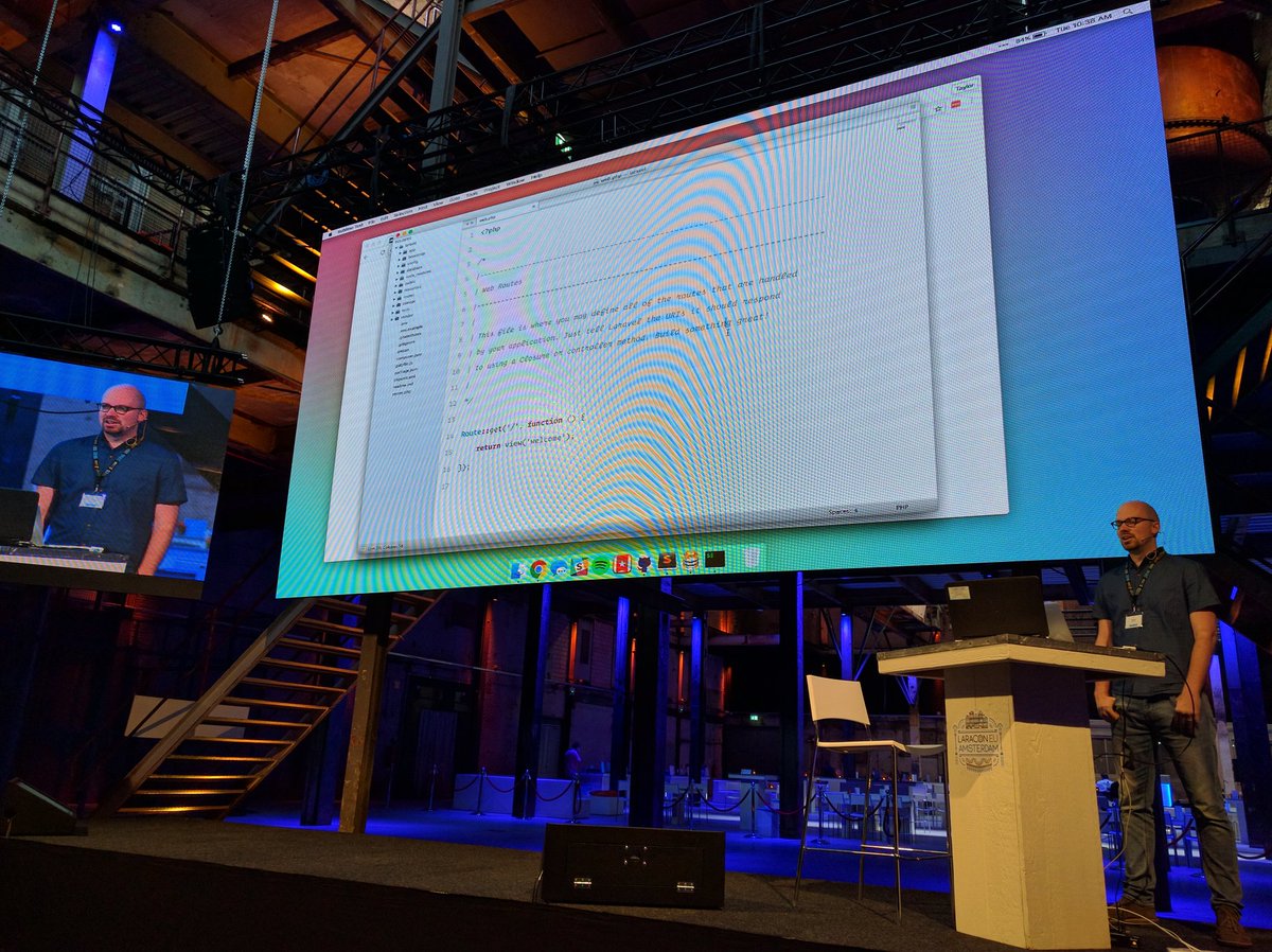 Taylor Otwell with his keynote at Laracon EU 2016 Taylor Otwell with his keynote at Laracon EU 2016