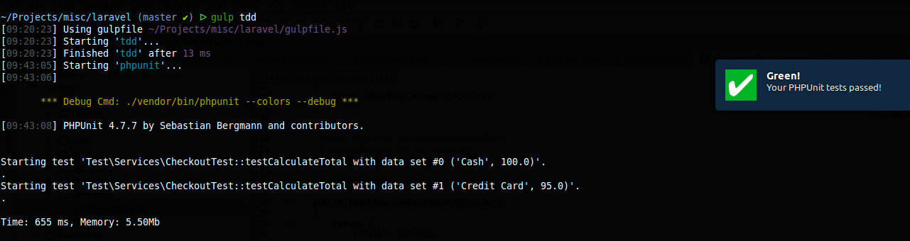 Handy gulp tdd for Laravel Handy gulp tdd for Laravel