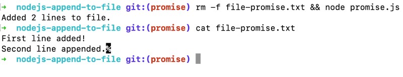 Append contents to a file using Node.js with Promise and async-await Append contents to a file using Node.js with Promise and async-await
