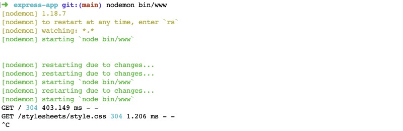 Run Express with nodemon Running Node.js express with nodemon