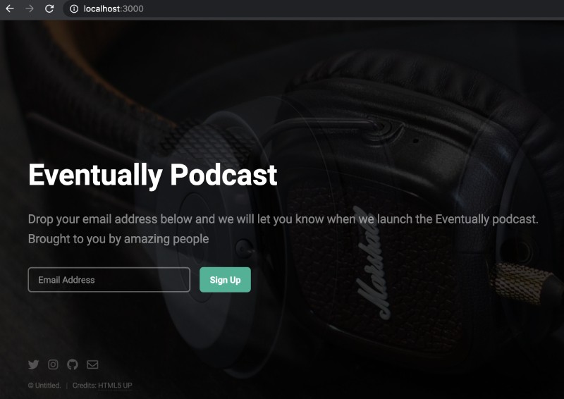 Output of the basic application running with Node.js Express and Pug Output of the basic application running with Node.js Express and Pug