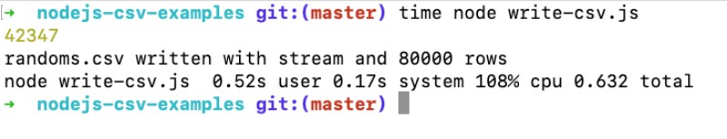 Write CSV file with Node.js using Fast CSV