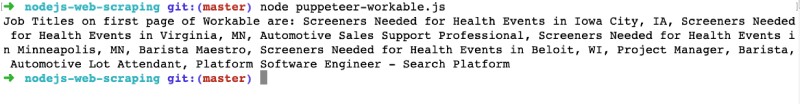 Node.js web scraping with Puppeteer on Workable Node.js web scraping with Puppeteer on Workable