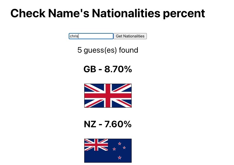 Name to nationalities guessing App working without NPM classnames Name to nationalities guessing App working without NPM classnames