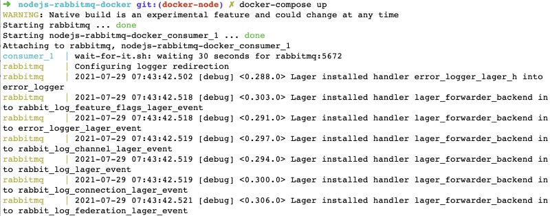 Node.js consumer running with docker compose Node.js consumer running with docker compose