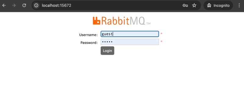 RabbitMQ running locally - management plugin login screen RabbitMQ running locally - management plugin login screen