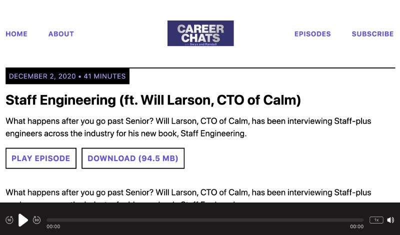 Staff Engineering Podcast featuring Will Larson Staff Engineering Podcast featuring Will Larson