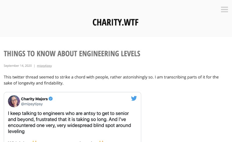Engineering Levels by Charity Majors Engineering Levels by Charity Majors